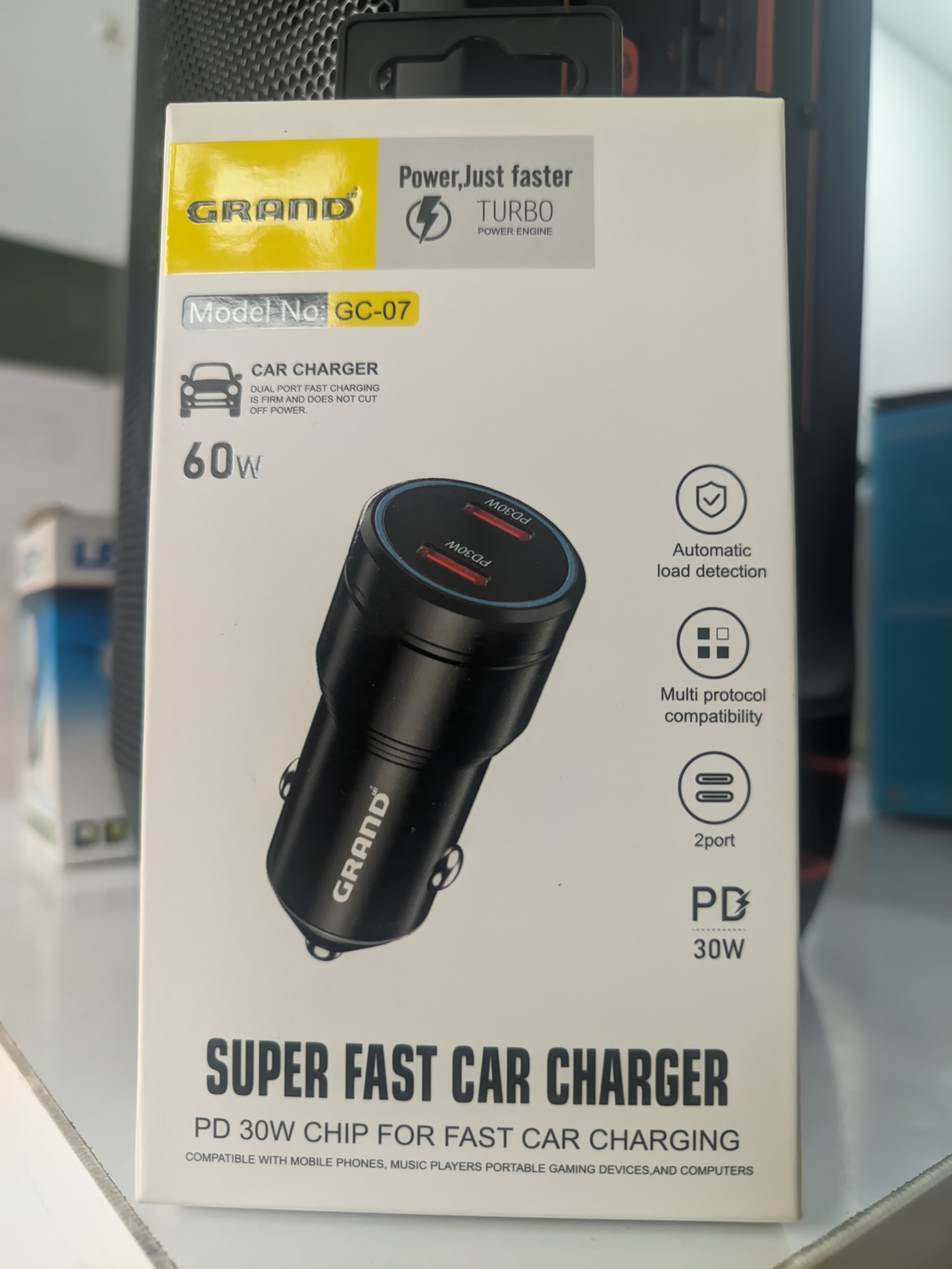 شارژر فندکی خودرو گرند مدل GC-07 توان ۶۰ وات - تصویر 2